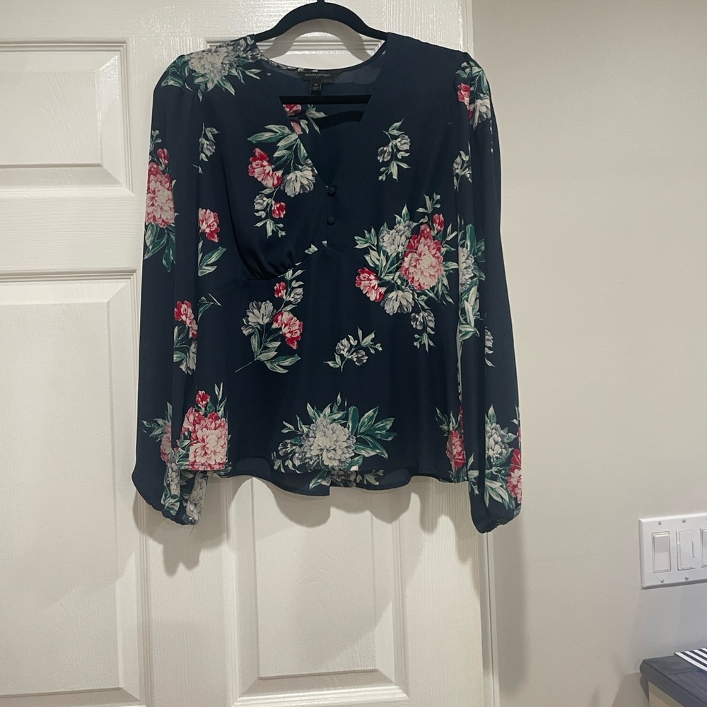 Banana Republic Black Floral Blouse
